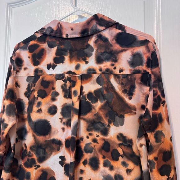 Aritzia Wilfred Free Brinley TieDye Blouse Cider Gold Oversized Button Front XXS - Picture 7 of 10